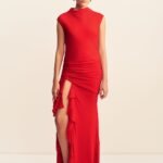 AMINA HIGH NECK RUFFLE MAXI DRESS - CHILLI