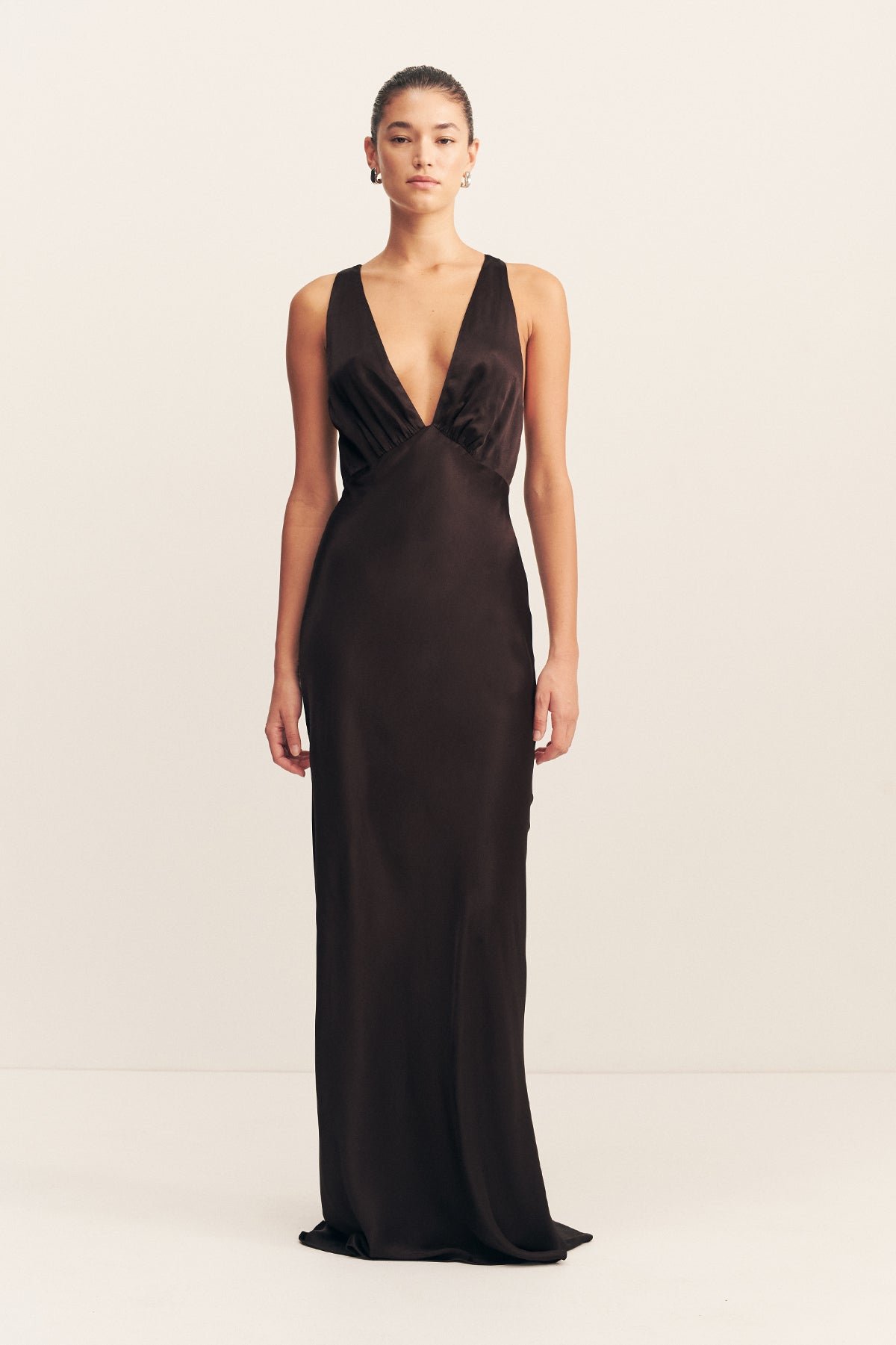 2025-JAN-07-SHONA-JOY68258 LA LUNE PLUNGED CROSS BACK MAXI DRESS - BLACK - Image 1