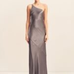 LA LUNE ONE SHOULDER COWL BACK MAXI DRESS - GRAPHITE