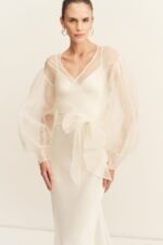 LA LUNE LIA SILK ORGANZA WRAP BLOUSE - IVORY - Image 2