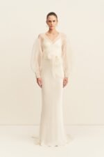 LA LUNE LIA SILK ORGANZA WRAP BLOUSE - IVORY