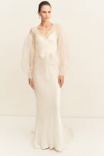 LA LUNE LIA SILK ORGANZA WRAP BLOUSE - IVORY - Image 8