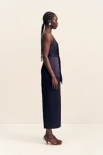 LUMIERE TIE FRONT MIDI DRESS - NIGHT SKY - Image 4