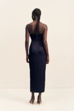 LUMIERE TIE FRONT MIDI DRESS - NIGHT SKY - Image 5