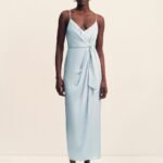 LUMIERE TIE FRONT MIDI DRESS - CLOUD DRIFT