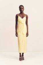 LUMIERE TIE FRONT MIDI DRESS - GOLDEN HOUR