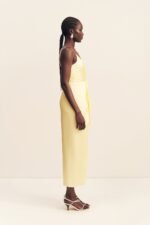 LUMIERE TIE FRONT MIDI DRESS - GOLDEN HOUR - Image 4