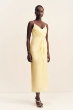 LUMIERE TIE FRONT MIDI DRESS - GOLDEN HOUR - Image 2