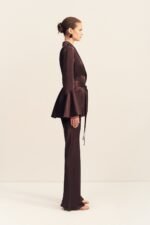LA LUNE FLARED SLEEVE BELTED BLAZER - ESPRESSO - Image 4