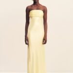 LA LUNE STRAPLESS RUCHED BODICE MAXI DRESS - LEMON