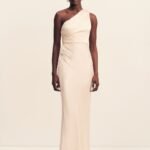LA LUNE GATHERED ONE SHOULDER MAXI DRESS - CREAM