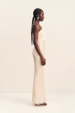 LA LUNE GATHERED ONE SHOULDER MAXI DRESS - CREAM - Image 3