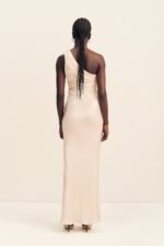 LA LUNE GATHERED ONE SHOULDER MAXI DRESS - CREAM - Image 4