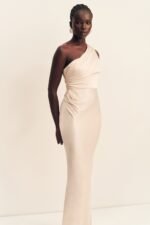 LA LUNE GATHERED ONE SHOULDER MAXI DRESS - CREAM - Image 5