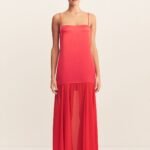 MORAYA DROPPED WAIST MAXI DRESS - CHILLI
