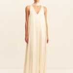 LA LUNE SCARF PANELLED MAXI DRESS - CREAM