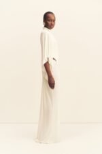 MIRO SLINKY JERSEY CAPE DRAPED MAXI DRESS - IVORY - Image 5