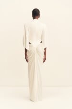 MIRO SLINKY JERSEY CAPE DRAPED MAXI DRESS - IVORY - Image 6
