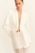 SOLANA TUXEDO TIE BLAZER - IVORY - Image 2