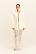 SOLANA TUXEDO TIE BLAZER - IVORY - Image 6