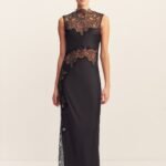 JAMILA LACE HIGH NECK MAXI DRESS - BLACK