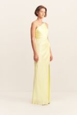 LA LUNE ASYMMETRICAL GATHERED MAXI DRESS - LEMON - Image 3