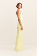 LA LUNE ASYMMETRICAL GATHERED MAXI DRESS - LEMON - Image 4