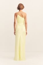 LA LUNE ASYMMETRICAL GATHERED MAXI DRESS - LEMON - Image 5