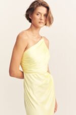 LA LUNE ASYMMETRICAL GATHERED MAXI DRESS - LEMON - Image 2