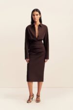 CAMPBELL SHIRT FITTED MIDI DRESS - RISTRETTO