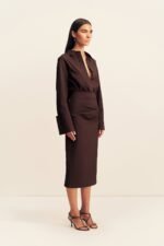 CAMPBELL SHIRT FITTED MIDI DRESS - RISTRETTO - Image 3