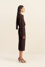 CAMPBELL SHIRT FITTED MIDI DRESS - RISTRETTO - Image 4