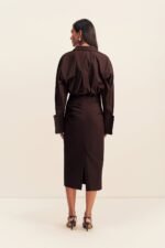 CAMPBELL SHIRT FITTED MIDI DRESS - RISTRETTO - Image 5