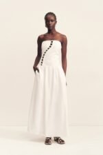 EFFIE LINEN BLEND MAXI DRESS WITH BEADS - IVORY