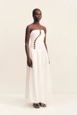 EFFIE LINEN BLEND MAXI DRESS WITH BEADS - IVORY - Image 3