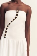 EFFIE LINEN BLEND MAXI DRESS WITH BEADS - IVORY - Image 7