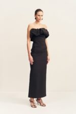 CAMPBELL STRAPLESS BUBBLE MAXI DRESS - BLACK - Image 3