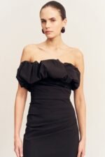 CAMPBELL STRAPLESS BUBBLE MAXI DRESS - BLACK - Image 2