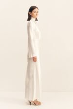 LA LUNE PLUNGED LONG SLEEVE MAXI DRESS - WHITE - Image 6