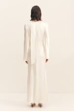 LA LUNE PLUNGED LONG SLEEVE MAXI DRESS - WHITE - Image 7