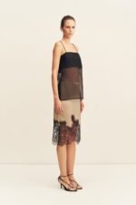TIBBY SILK ORGANZA CAMI - BLACK - Image 2