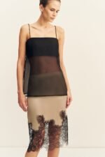 TIBBY SILK ORGANZA CAMI - BLACK - Image 5