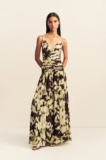 32 Sunyeol Plunged Gathered Maxi Dress 1262017 IKAT SUNGLOW 1R