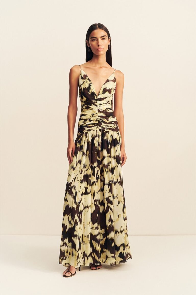 32 Sunyeol Plunged Gathered Maxi Dress 1262017 IKAT SUNGLOW 2R