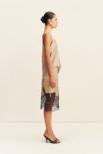 LUCIA LACE MIDI SKIRT - CHAMPAGNE/BLACK - Image 4
