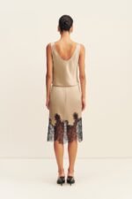 LUCIA LACE MIDI SKIRT - CHAMPAGNE/BLACK - Image 5