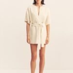 GIGI PATCH POCKET MINI DRESS - ECRU