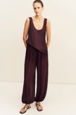 AMINA SHEER HAREM PANT - WINE TASTING - Image 2