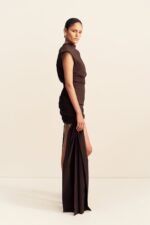 CAMPBELL DRAPED TIE MINI DRESS - RISTRETTO - Image 4