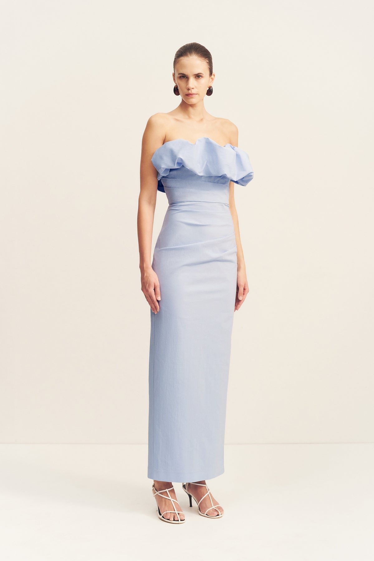 CAMPBELL STRAPLESS BUBBLE MAXI DRESS - CORNFLOWER BLUE - Image 3